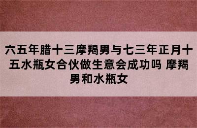 六五年腊十三摩羯男与七三年正月十五水瓶女合伙做生意会成功吗 摩羯男和水瓶女